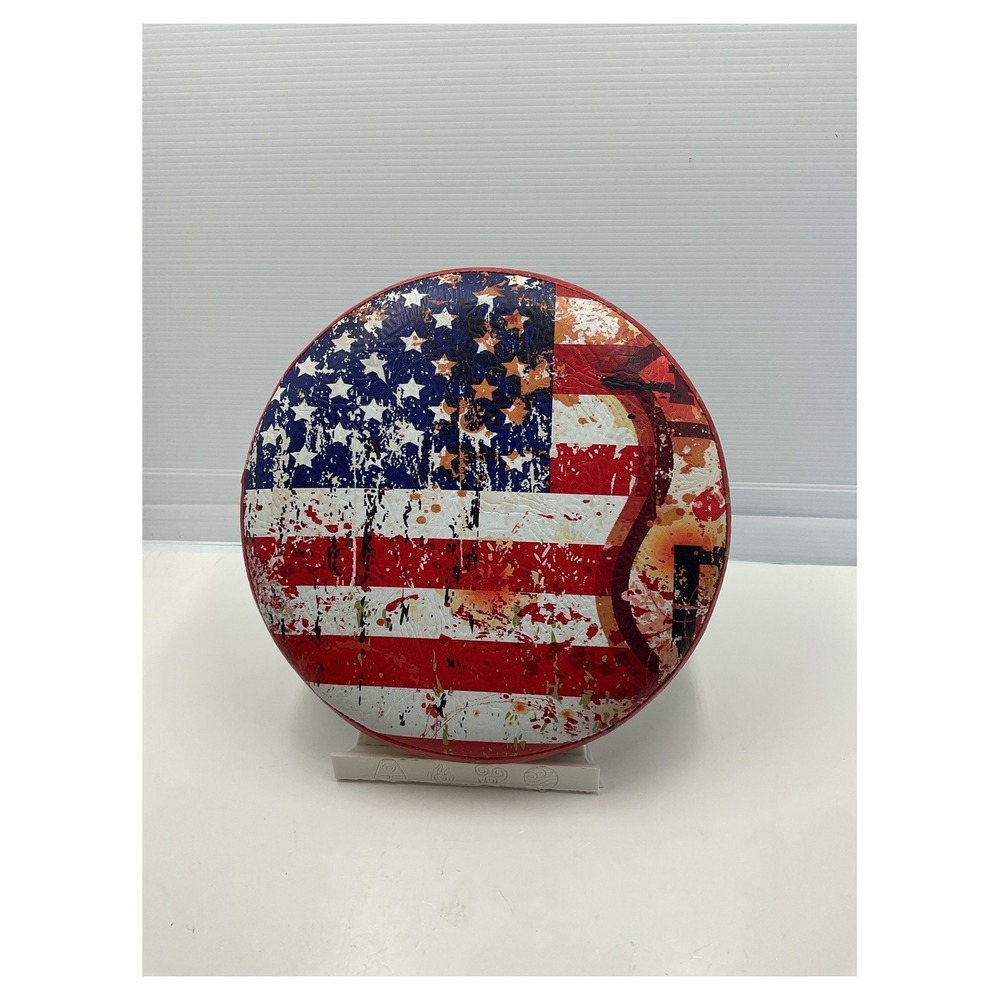 American Flag Padded Stool Cover 15‎ Inch Round